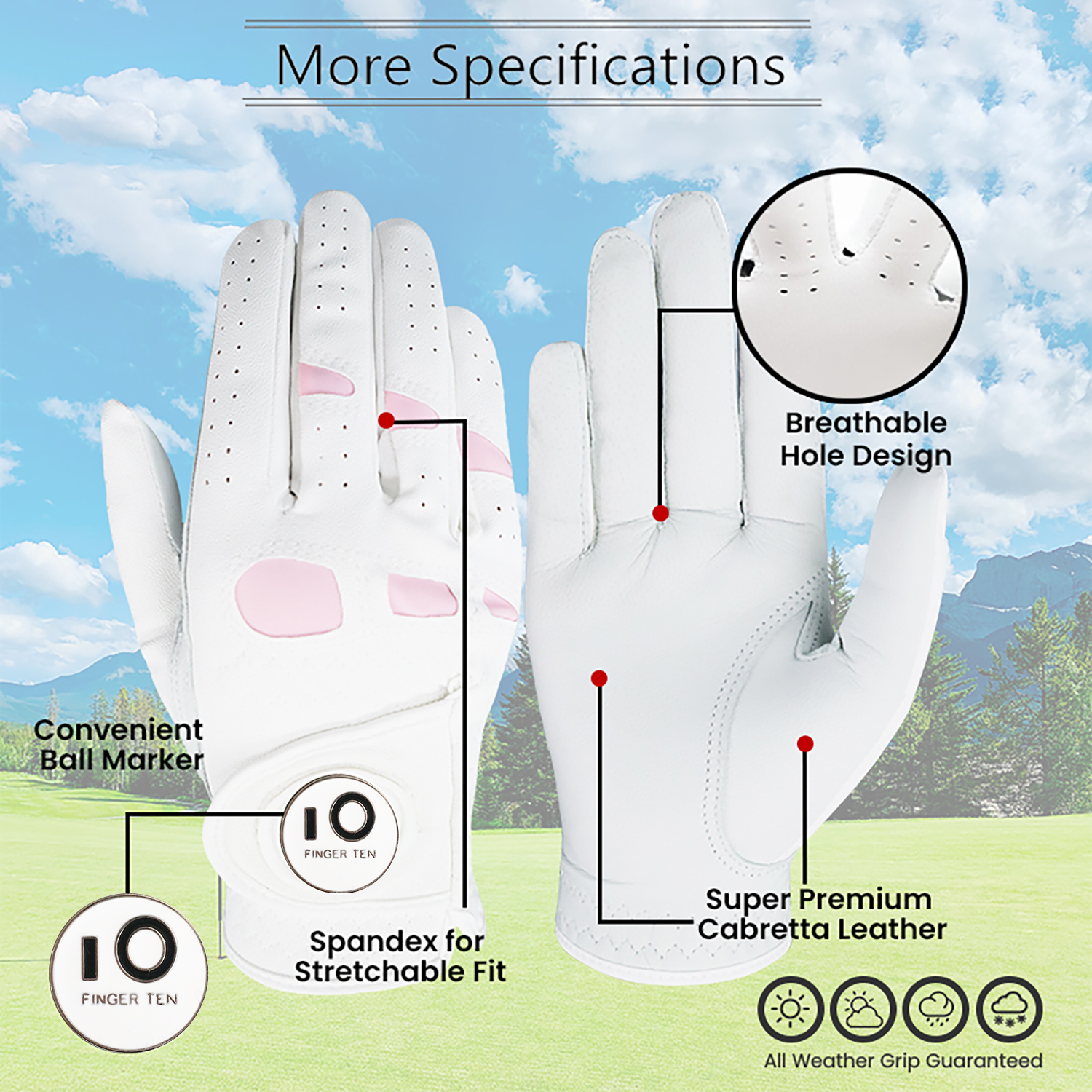 6 Pcs Rain Grip All Weather Wo - Golf Glove Cadet reseña y precio